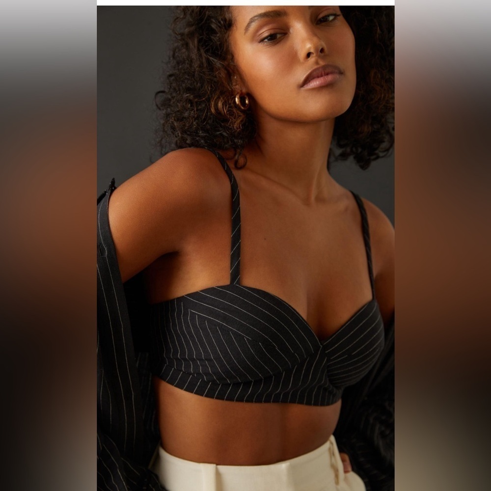 Nwt Anthropologie X Favorite Daughter | Black & White Pinstripe Bra Top Xs 90s
